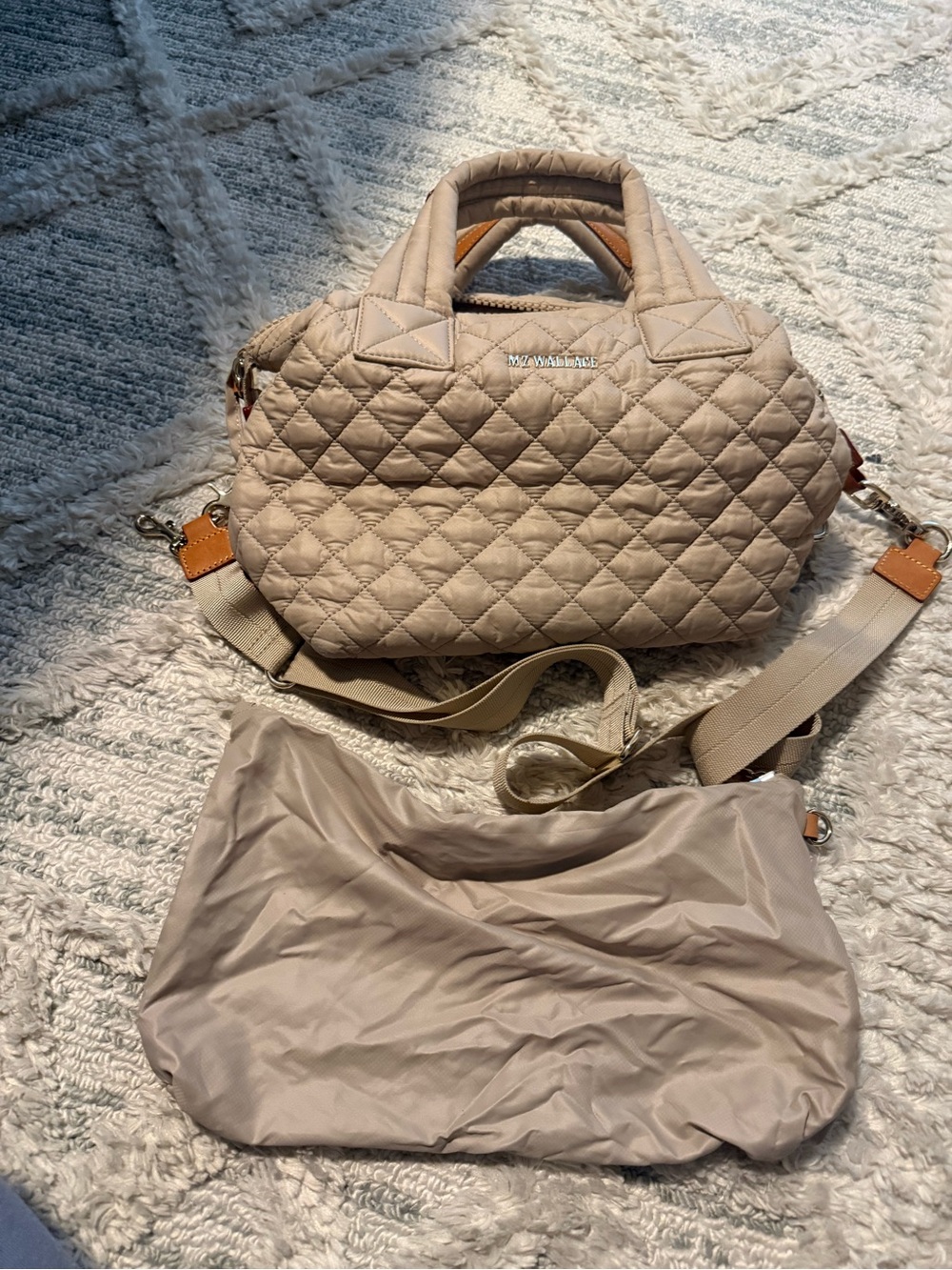 MZ Wallace Quilted Small Metro Satchel - Beige Taupe
